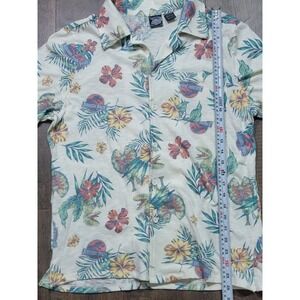 Jurassic World Mens Tropical Dinosaur Button Down Shirt Cream Jurassic‎ Park M